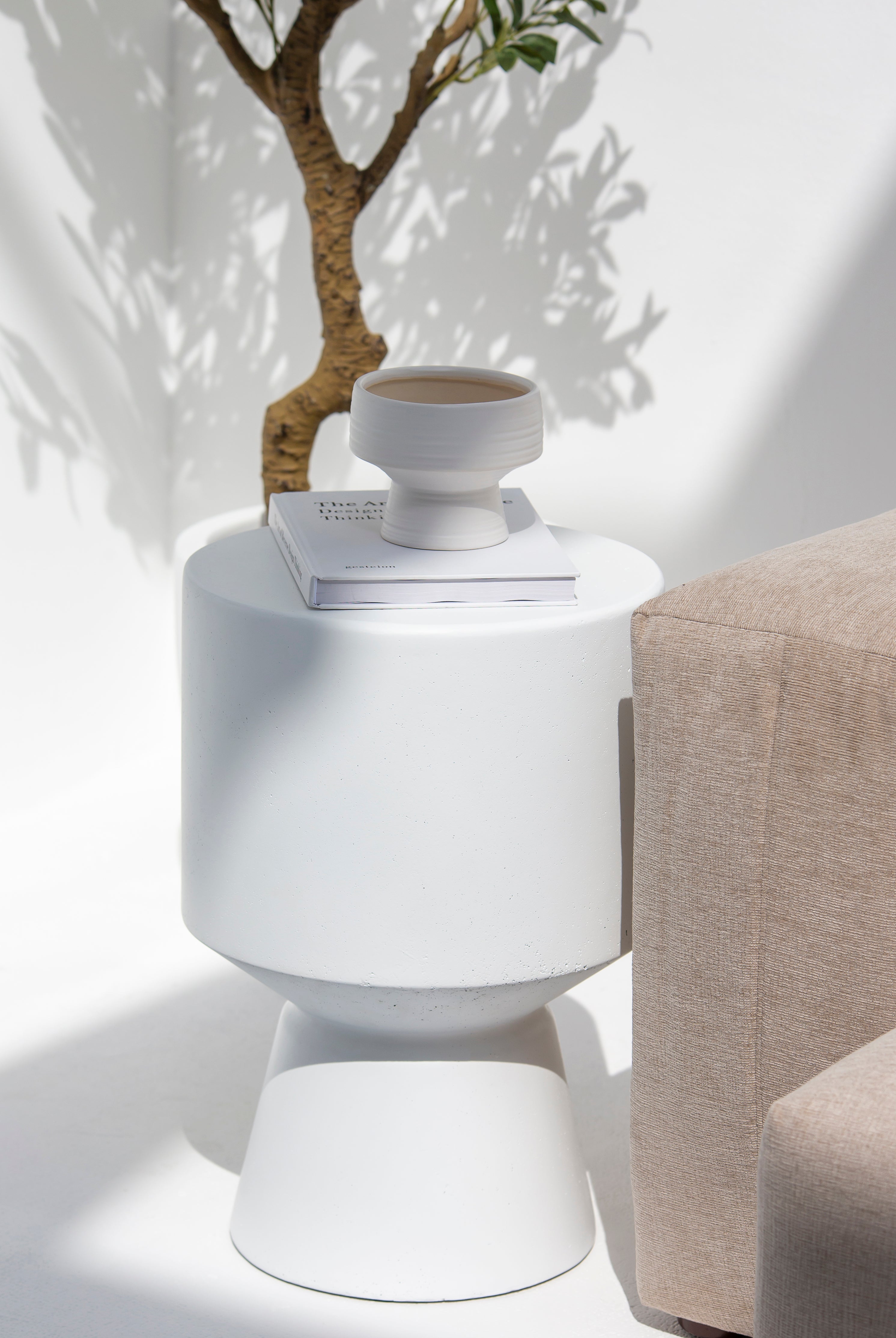 Alpina White Concrete Side Table