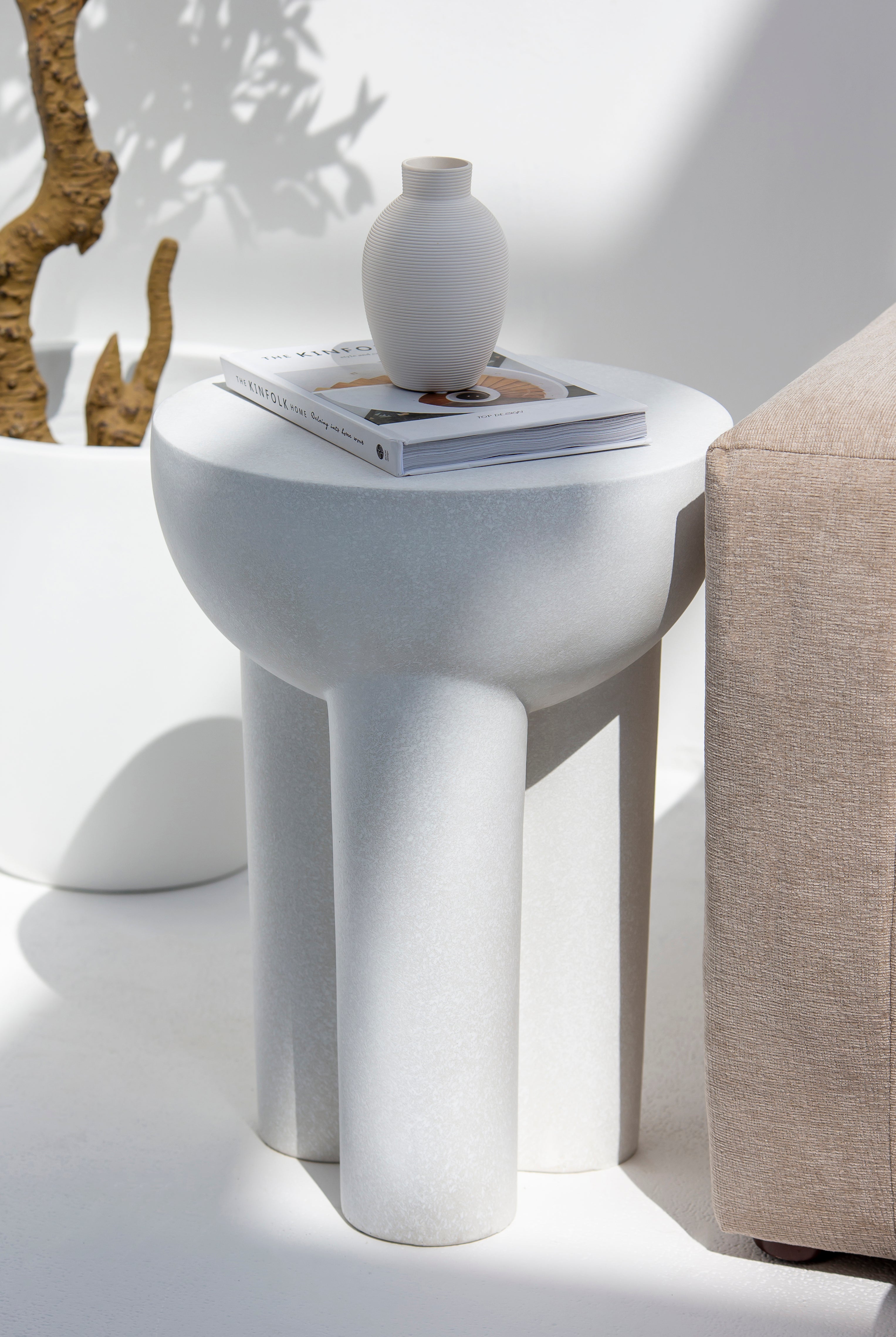 Sila White Concrete Side Table