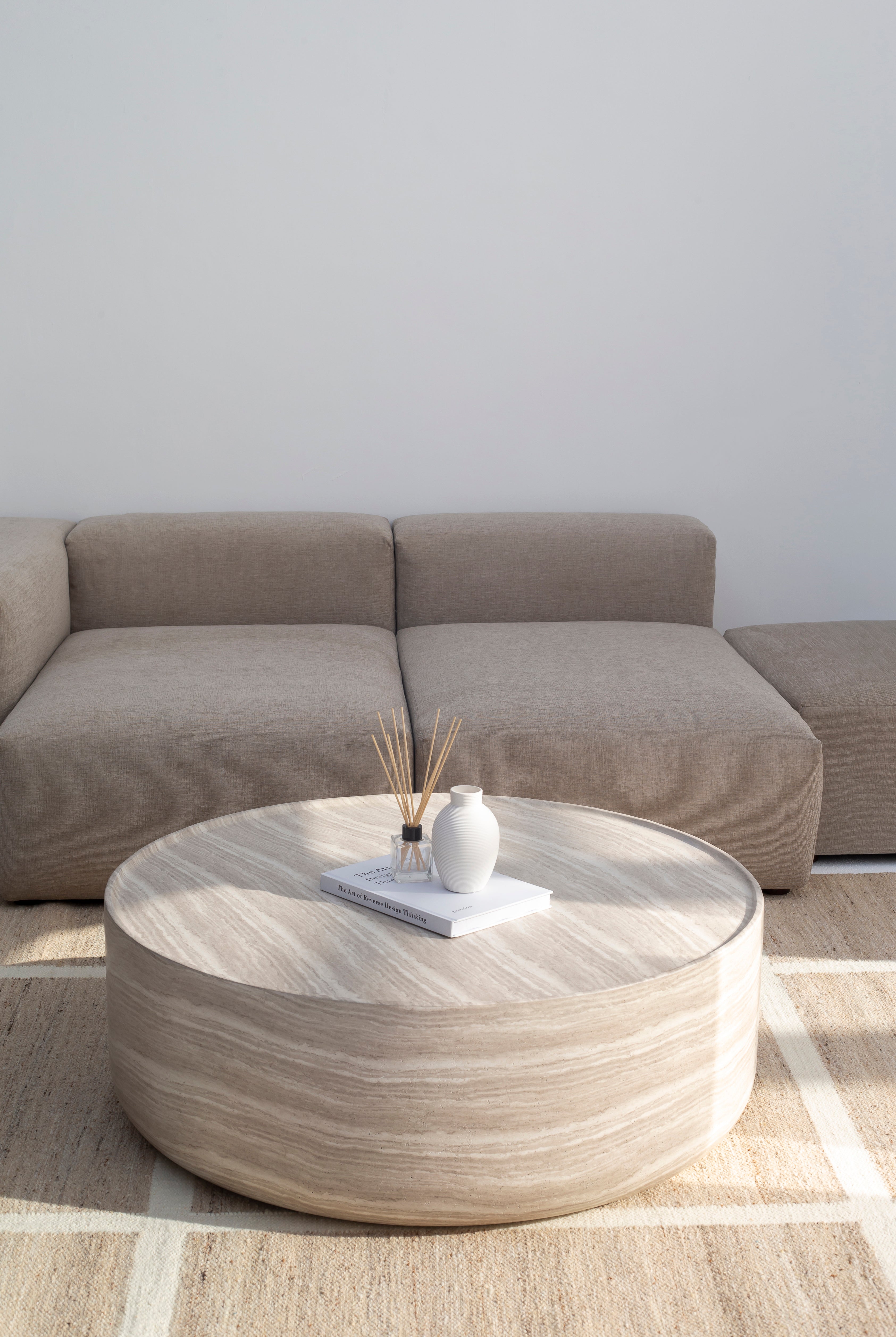 Alto Travertine-Finish Concrete Coffee Table