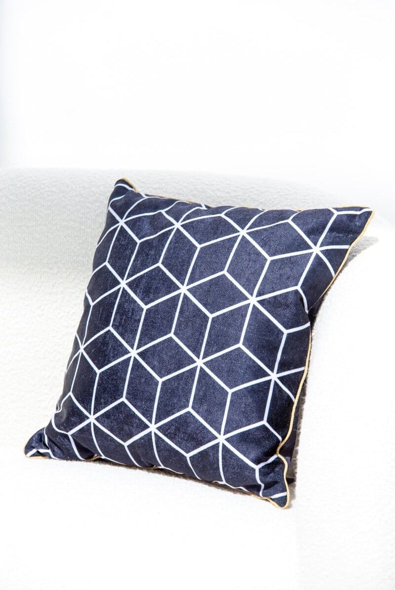 Blue & White Polyester Cushion Cover (45x45 CM)