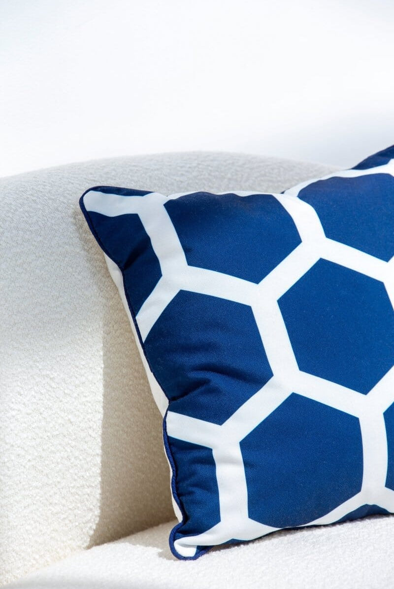 Blue & White Polyester Cushion Cover (45x45 CM) Cushion -- Cushion Cover