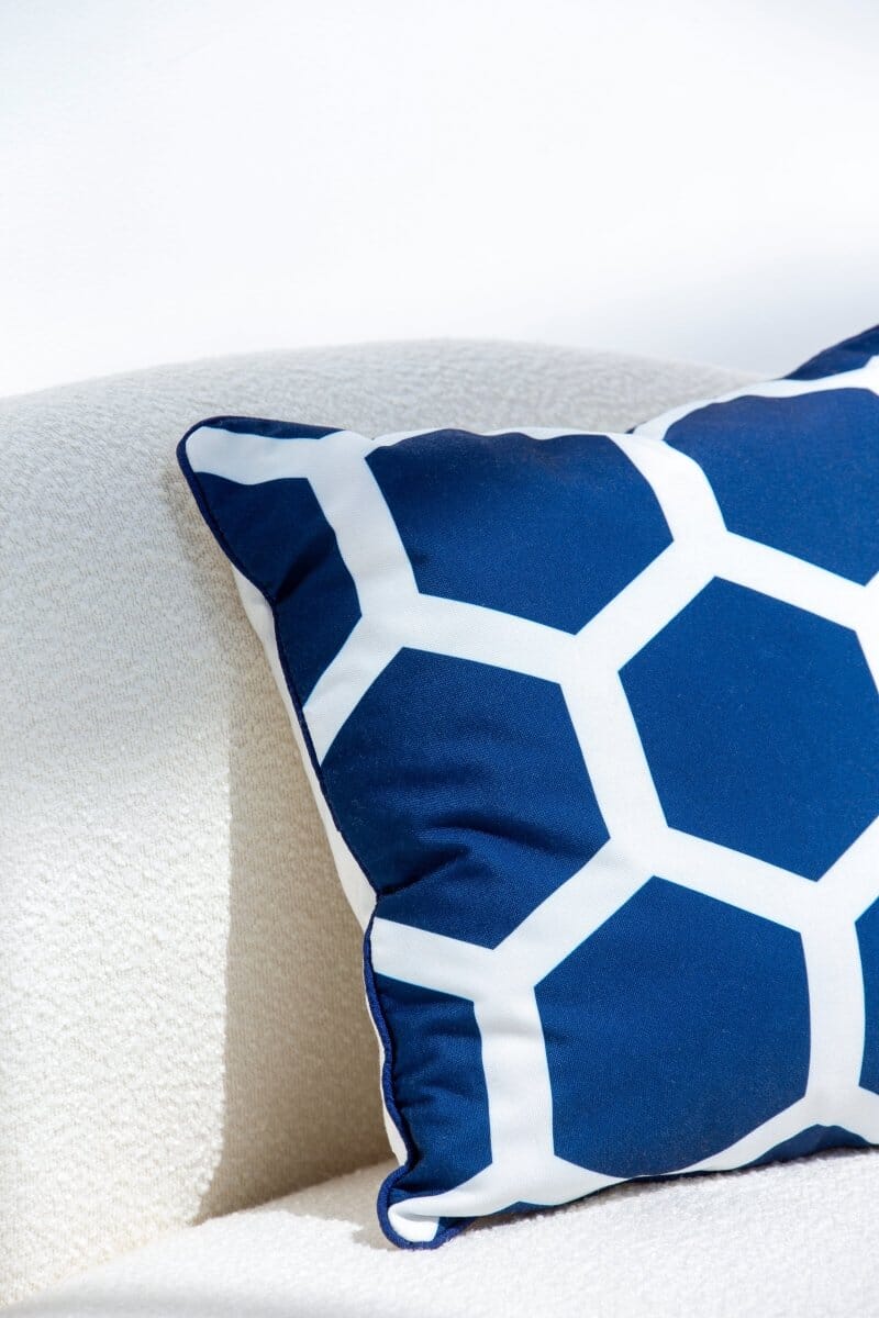 Blue & White Polyester Cushion Cover (45x45 CM) Cushion -- Cushion Cover