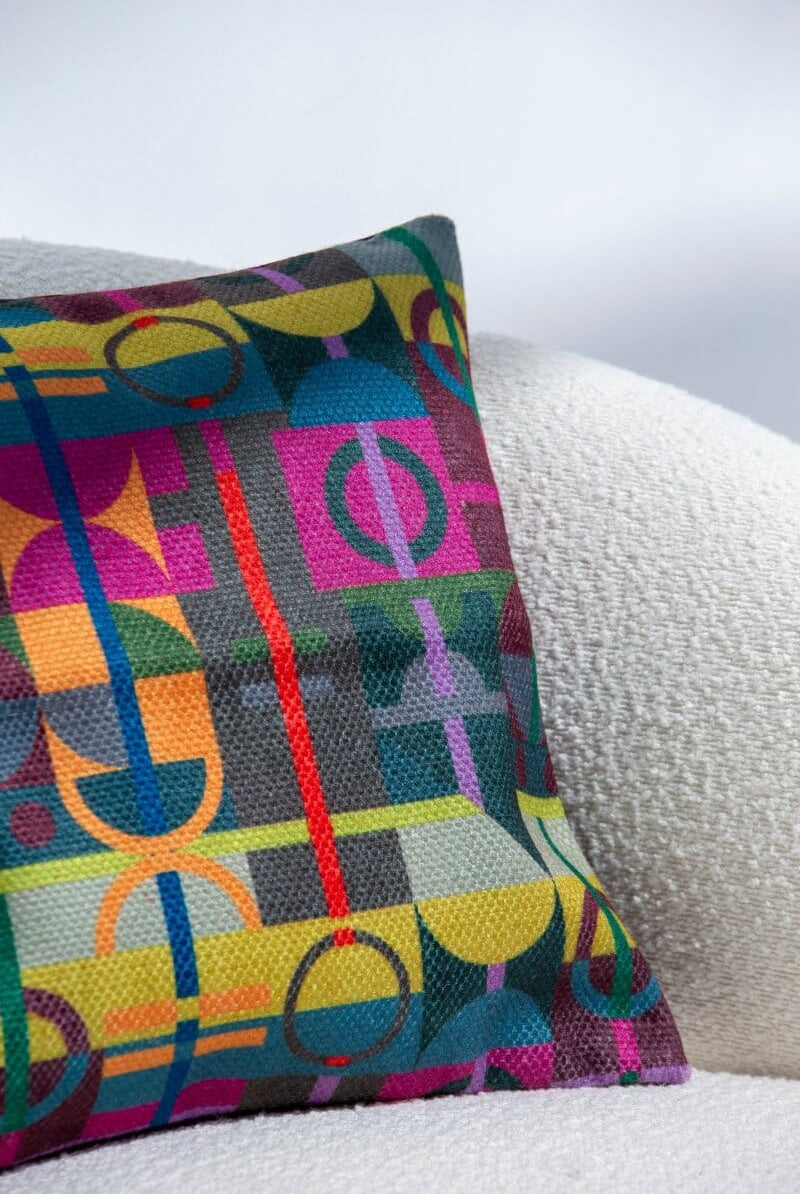 Multi-Colored Geometric Polyester Cushion Cover (45x45 CM) Cushion -- Cushion Cover