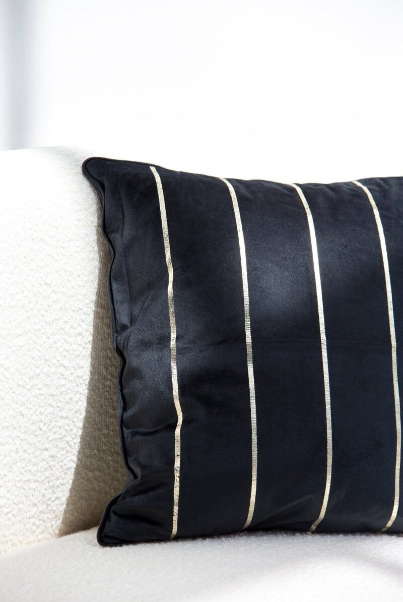Black & Gold Linear Polyester Cushion Cover (45x45 CM) Cushion -- Cushion Cover