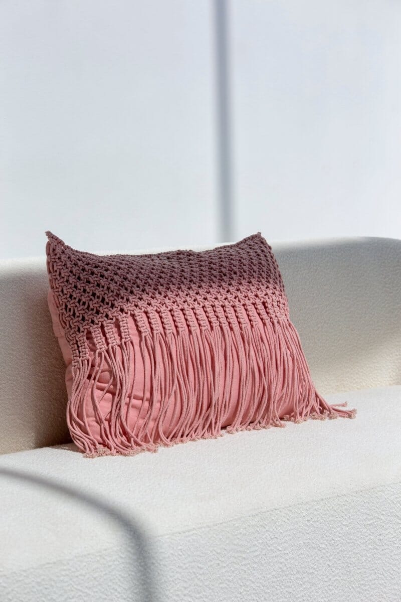 Pink Fringes Cushion With Filler (50x70 CM) Cushion -- Cushion With Filler