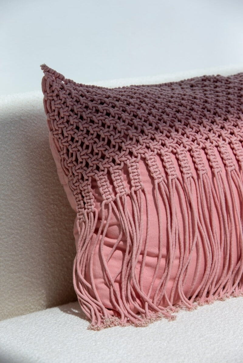 Pink Fringes Cushion With Filler (50x70 CM) Cushion -- Cushion With Filler