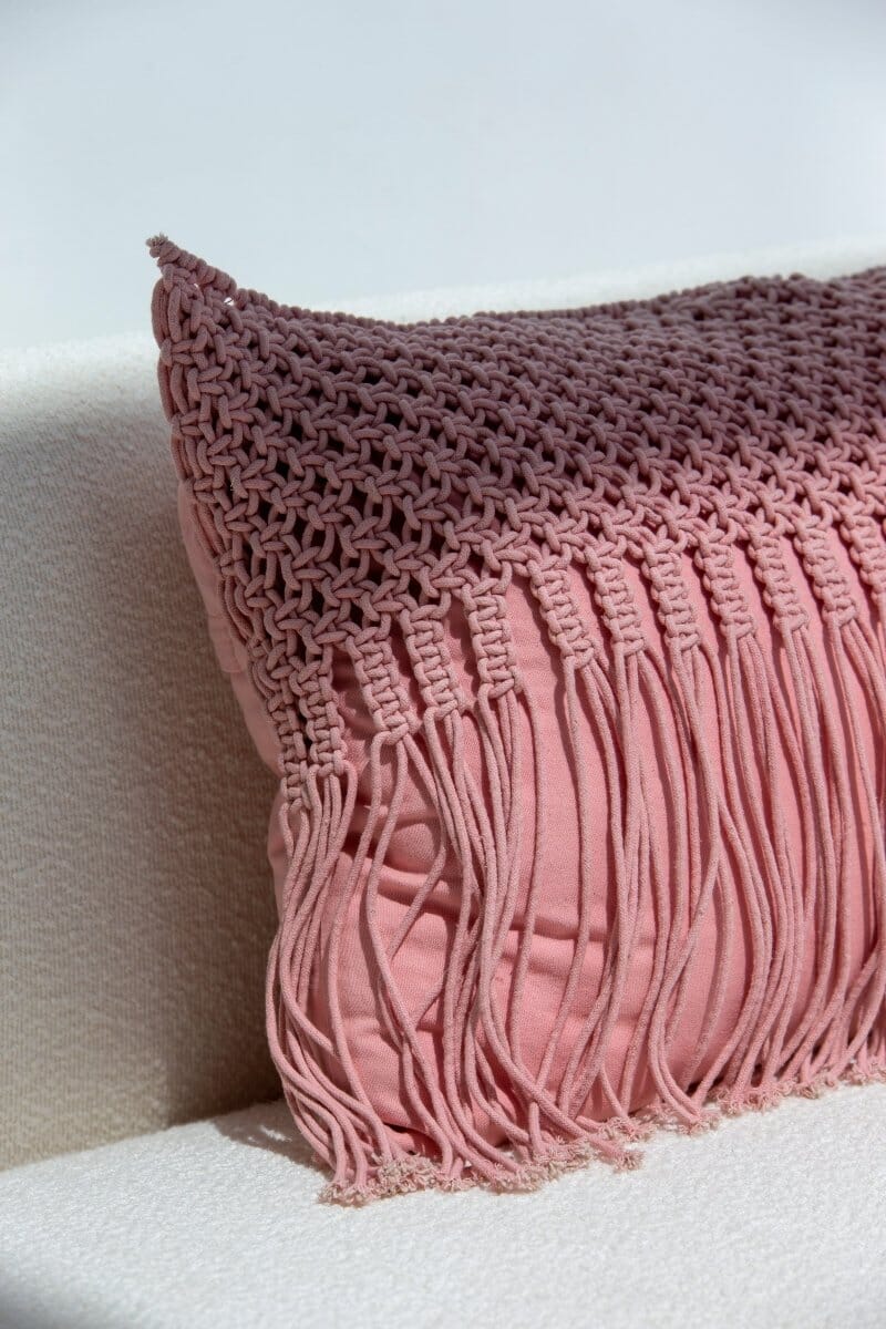 Pink Fringes Cushion With Filler (50x70 CM) Cushion -- Cushion With Filler