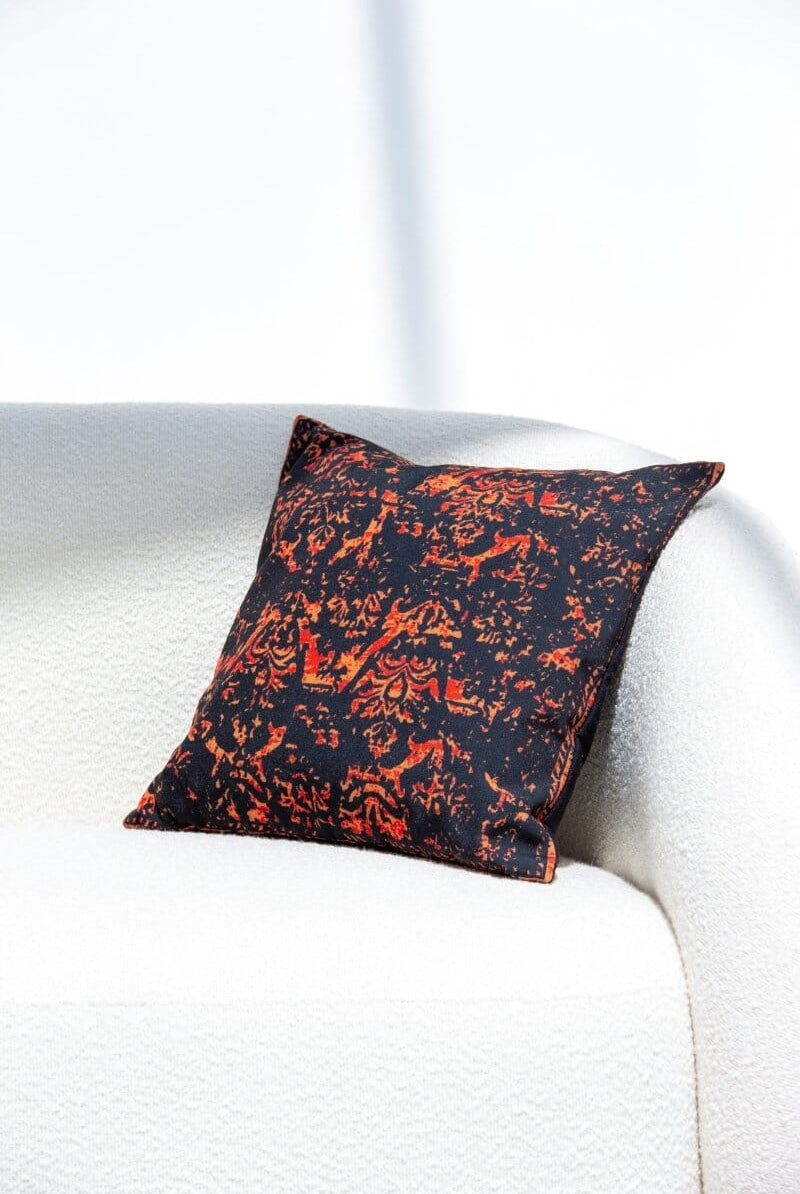 Firey Black Polyester Cushion Cover (45x45 CM)