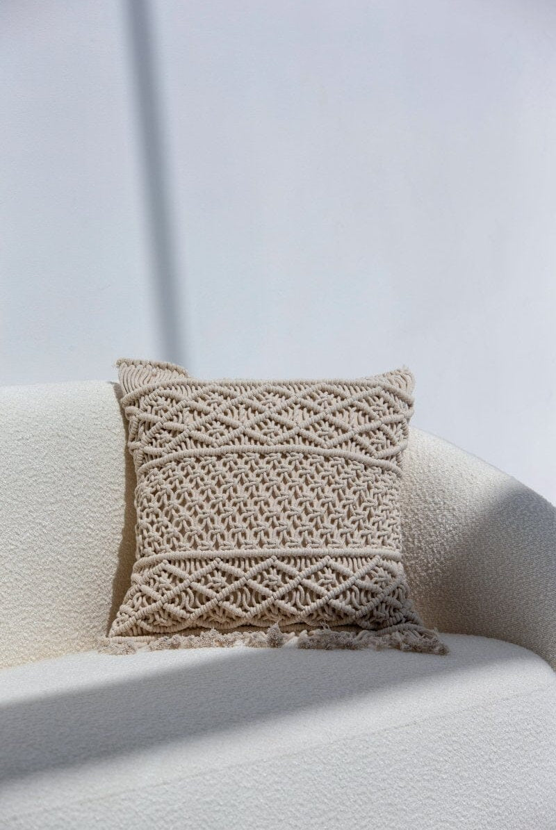 Patterned Natural White Cushion With Filler (2 Sizes) Cushion -- Cushion With Filler