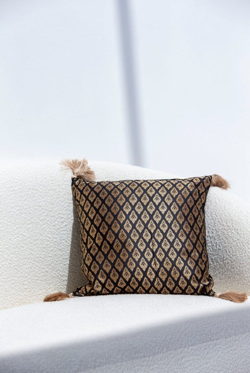 Black & Gold Polyester Cushion Cover (40x40 CM) Cushion -- Cushion Cover