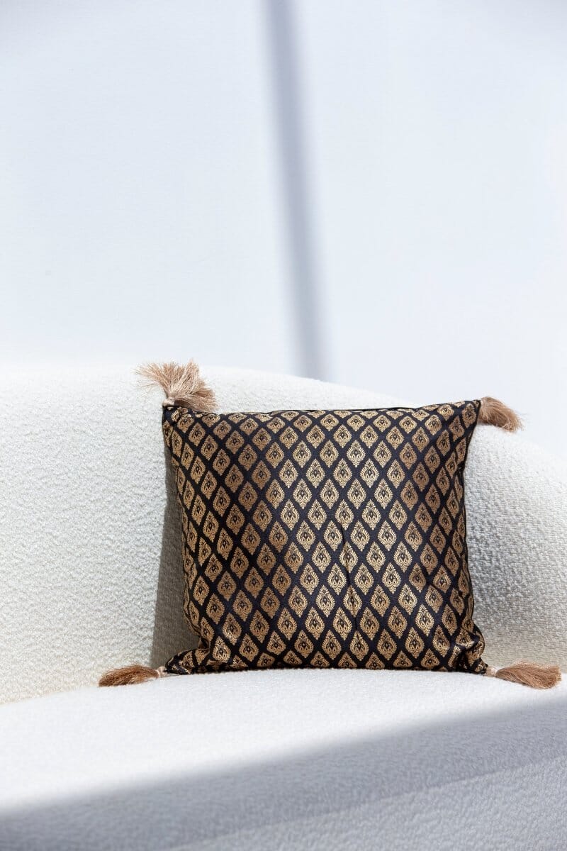 Black & Gold Polyester Cushion Cover (40x40 CM) Cushion -- Cushion Cover