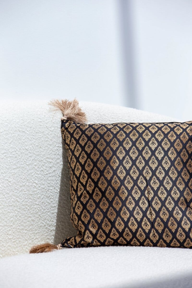 Black & Gold Polyester Cushion Cover (40x40 CM) Cushion -- Cushion Cover