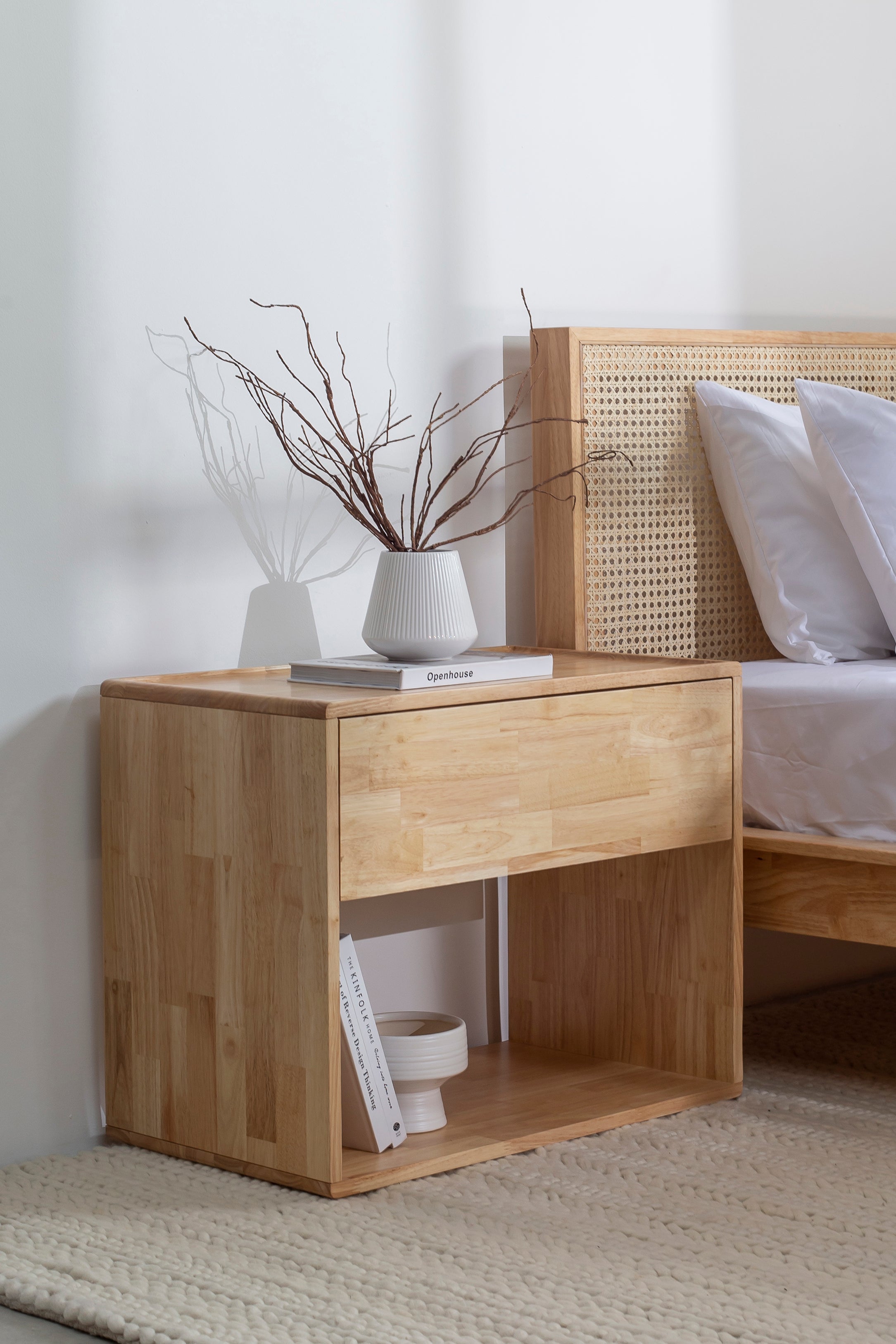 Reika Light Wood Bedside Table