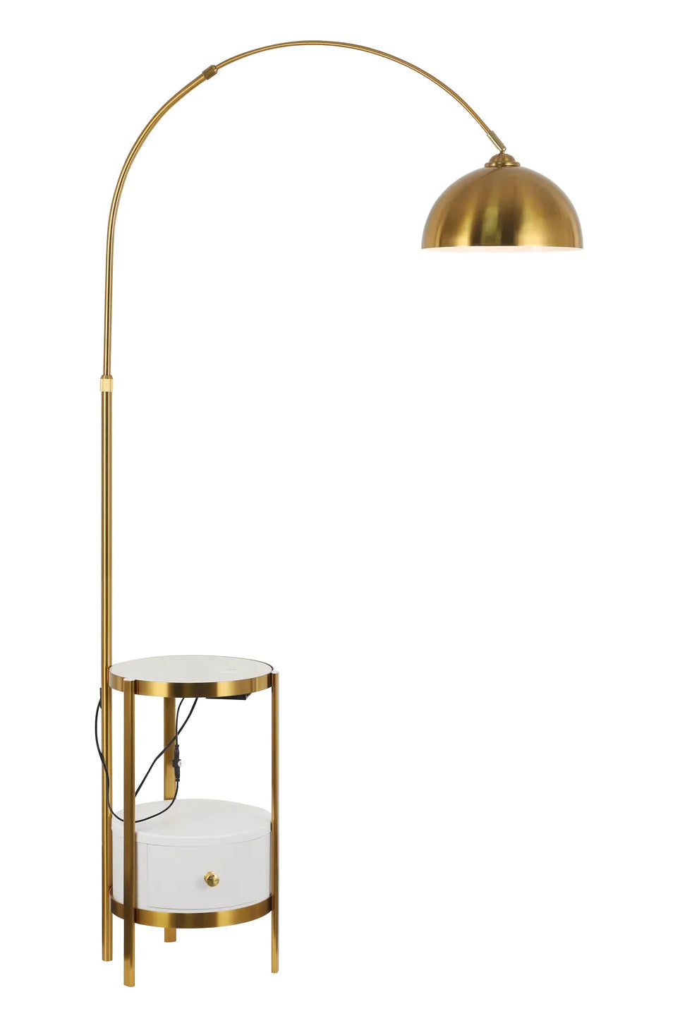 Gold and White arched Floor Lamp With Side table Homekode