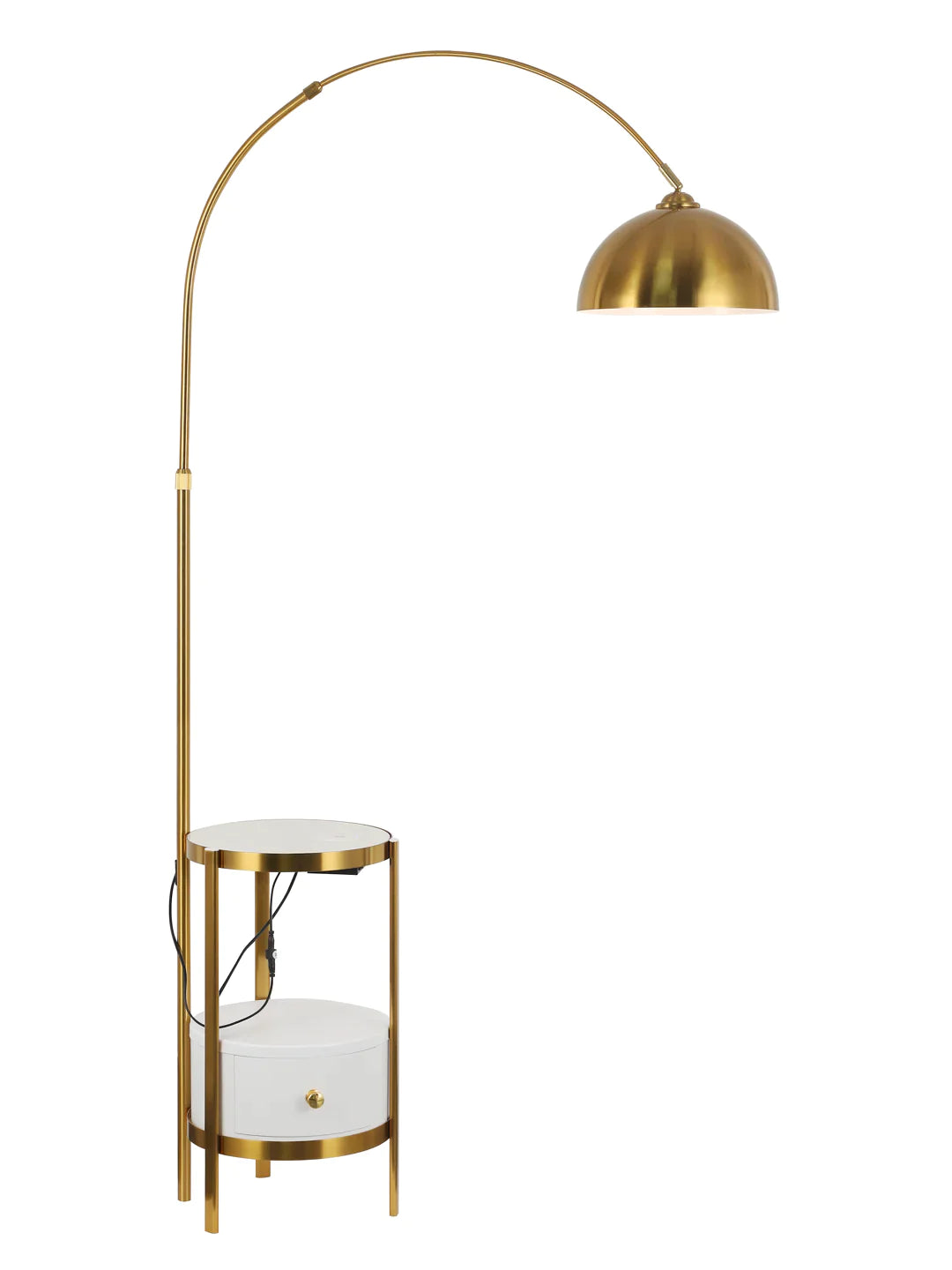 Gold and White arched Floor Lamp With Side table Homekode