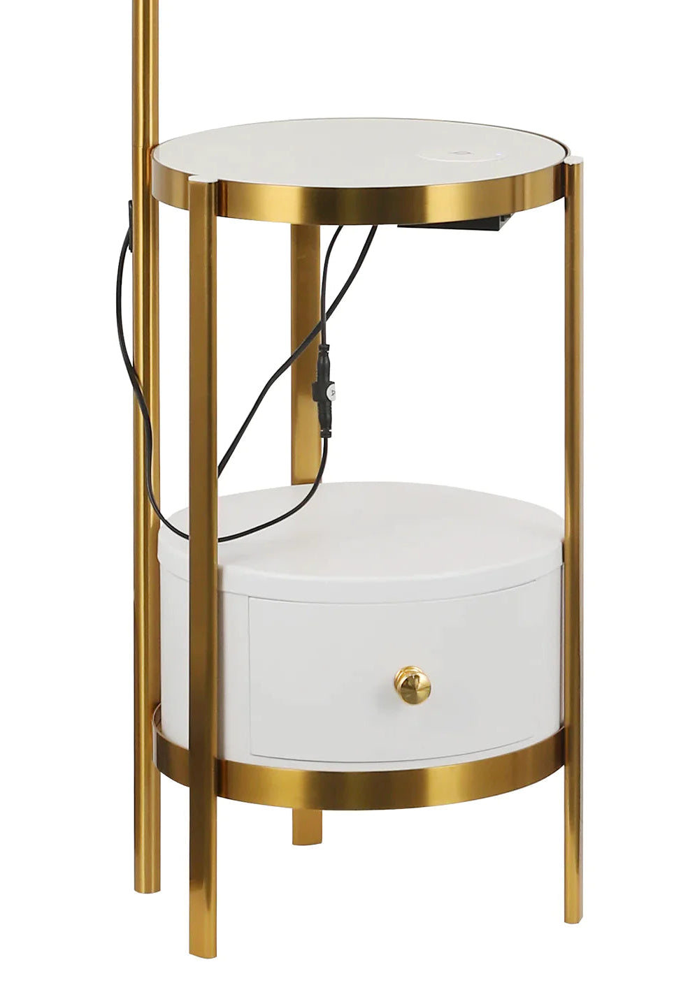 Gold and White arched Floor Lamp With Side table Homekode