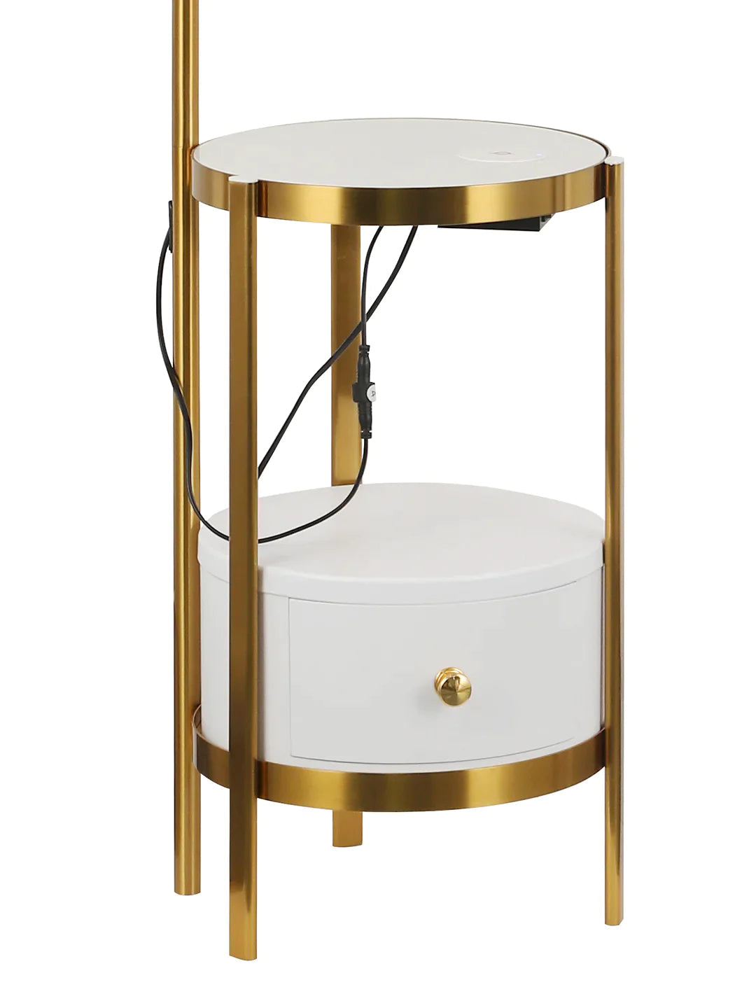 Gold and White arched Floor Lamp With Side table Homekode