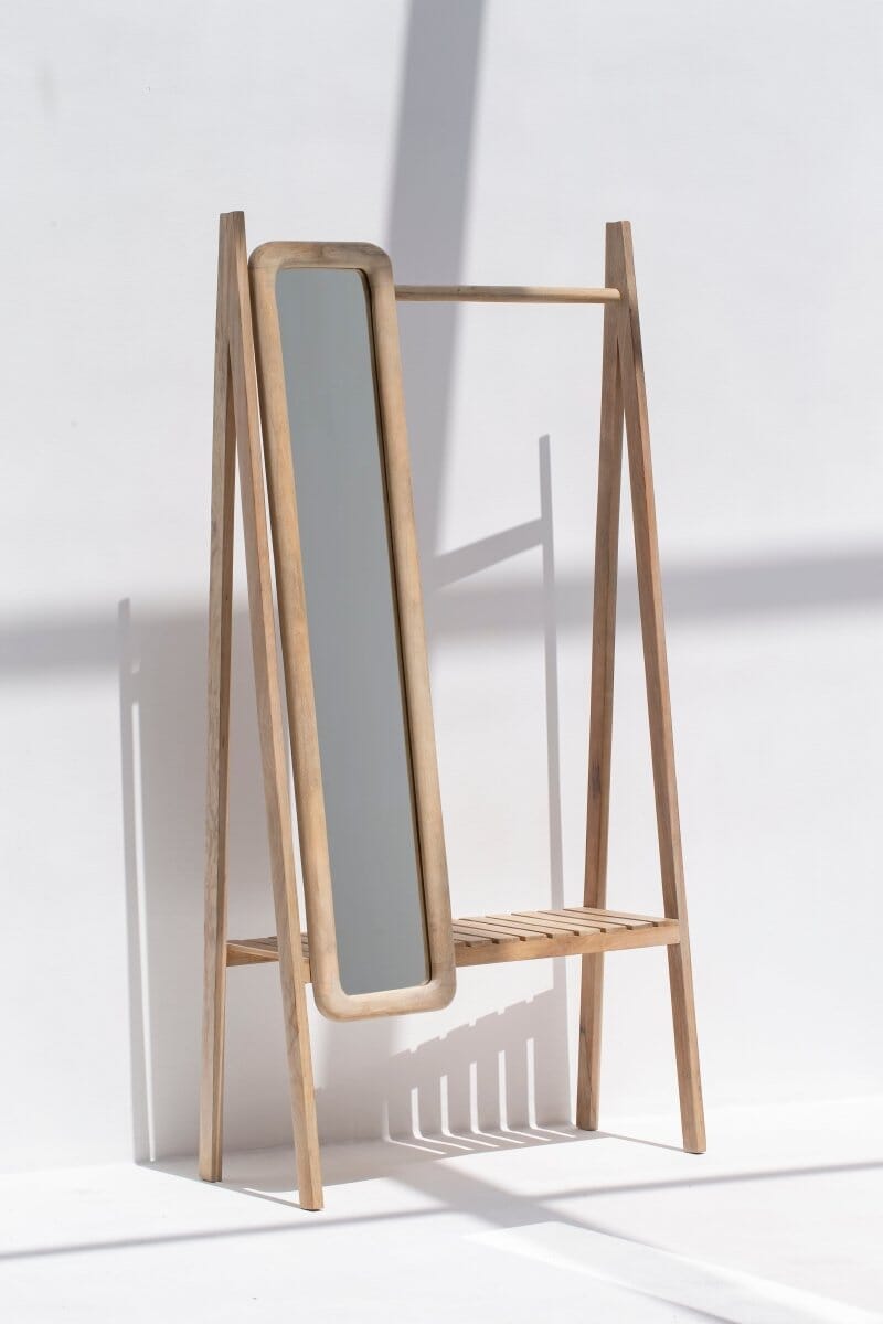 Fallon Wooden Entryway Mirror with Coat Hanger