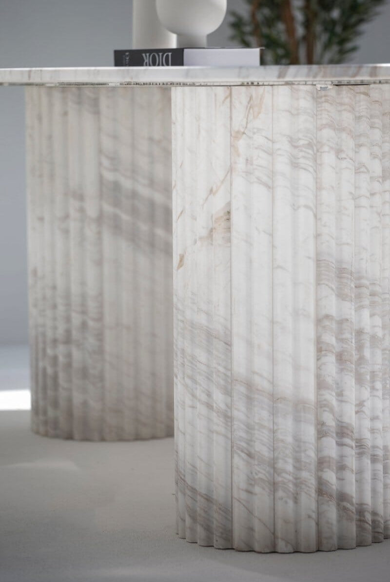 Ayla Greek Calacatta Marble Oval Dining Table