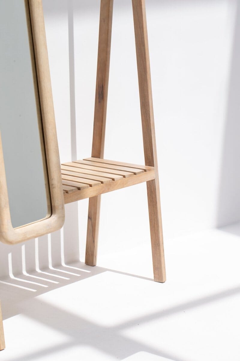 Fallon Wooden Entryway Mirror with Coat Hanger