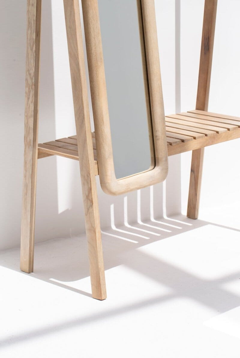 Fallon Wooden Entryway Mirror with Coat Hanger