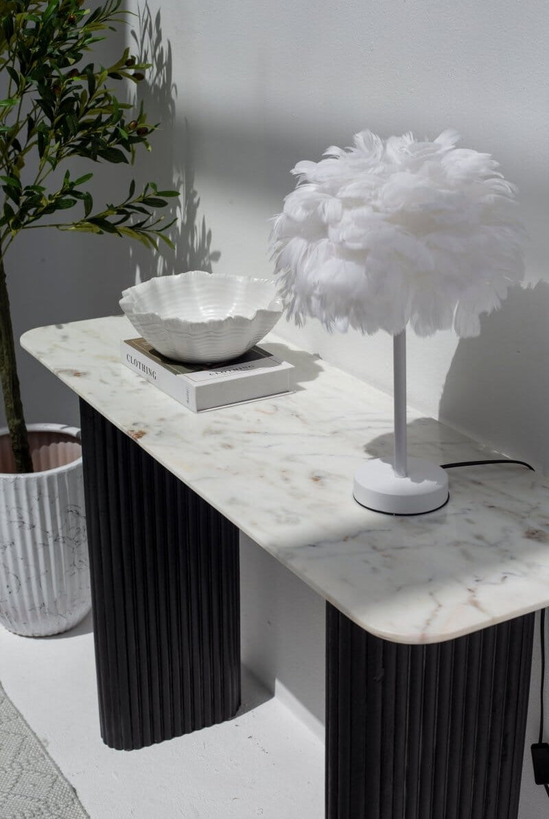 Verity Marble Top Console Table with Black Wood Legs