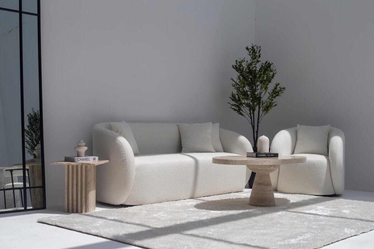 Melina Oval Travertine Coffee Table With Travertine Base