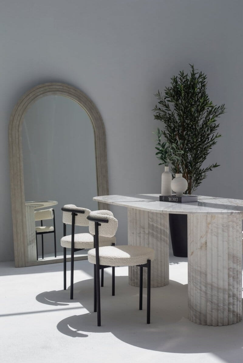 Ayla Greek Calacatta Marble Oval Dining Table