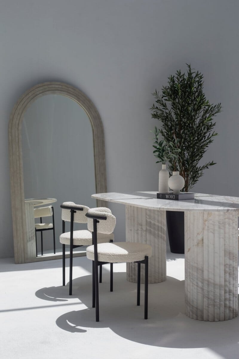 Ayla Greek Calacatta Marble Oval Dining Table