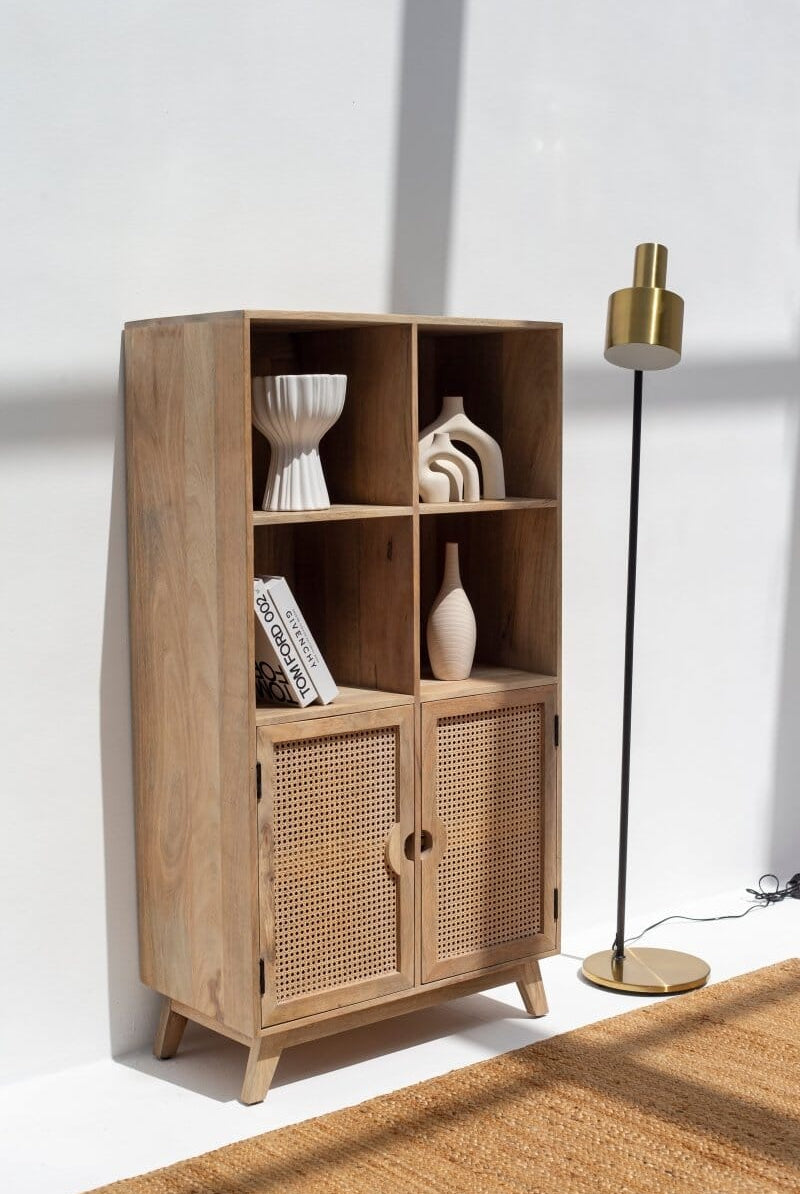 Verona Rattan Door Display Cabinet