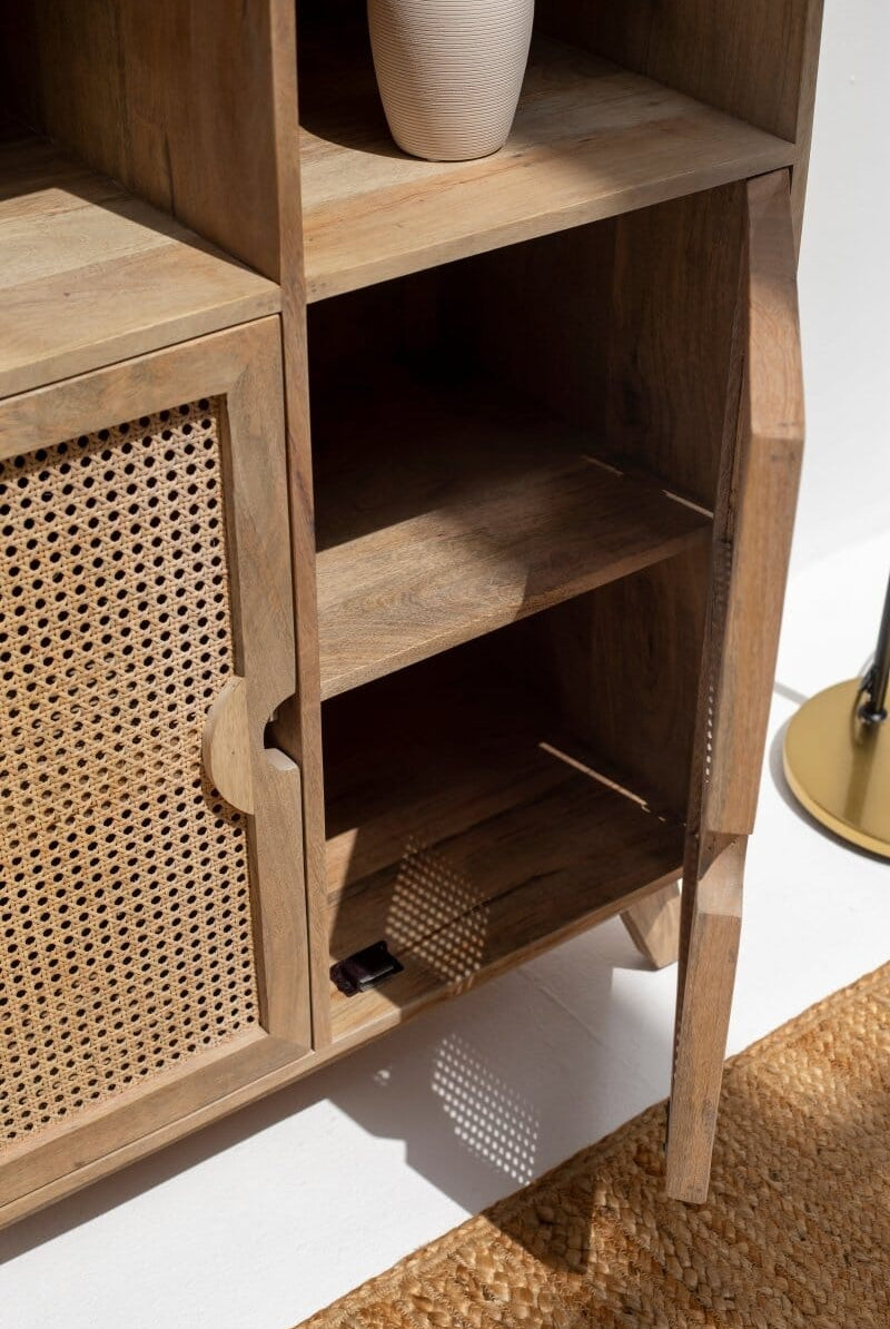 Verona Rattan Door Display Cabinet