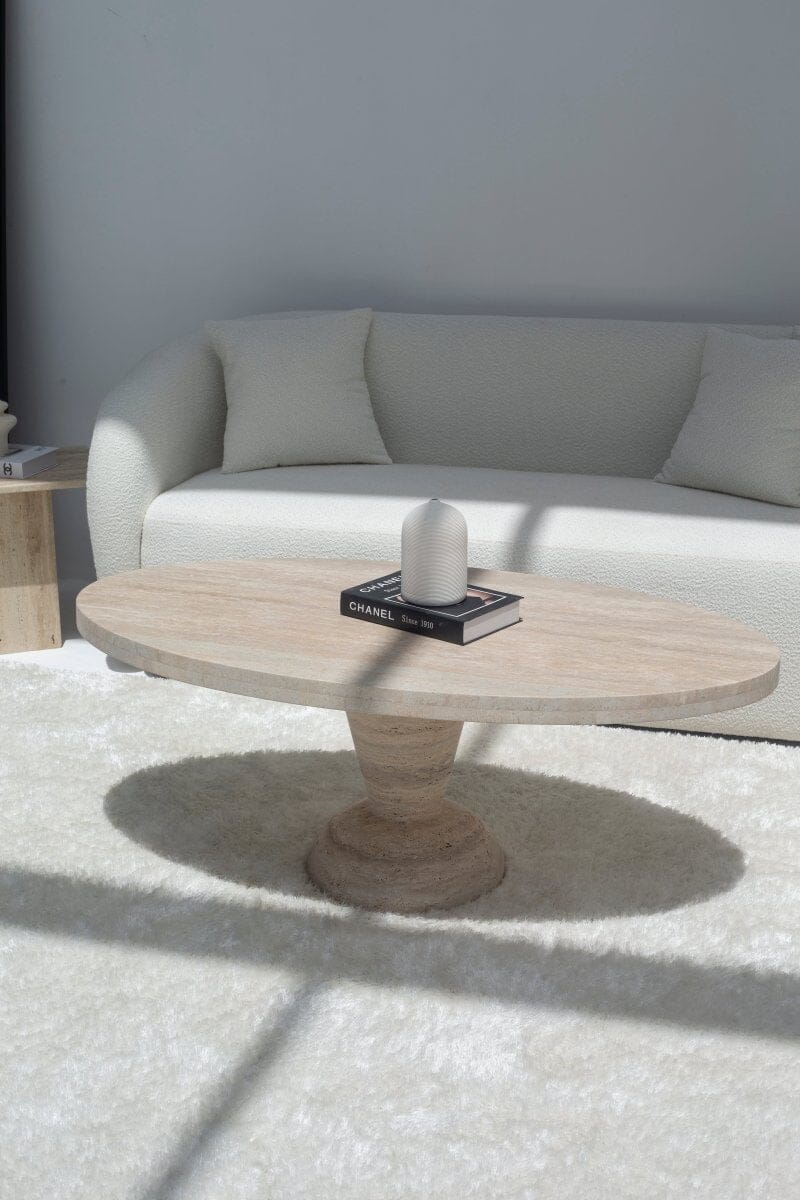 Lykenia Travertine Coffee Table With Solid Base (2 Sizes)