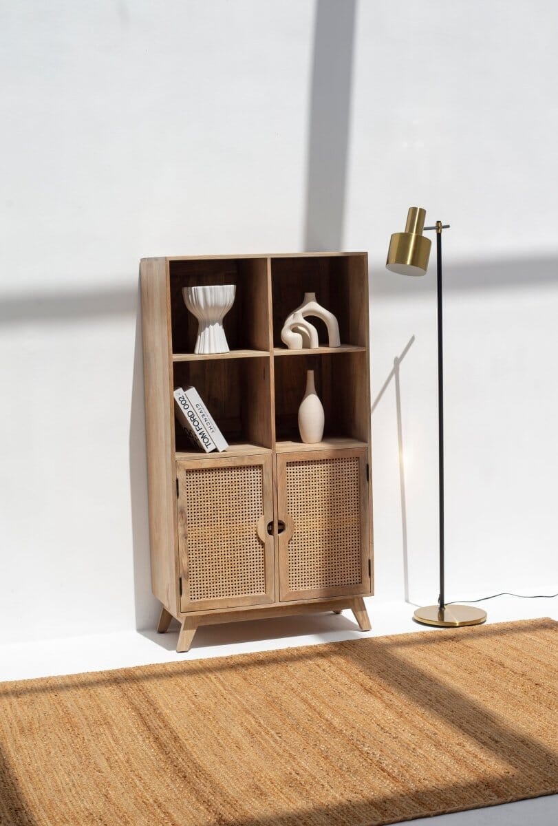 Verona Rattan Door Display Cabinet