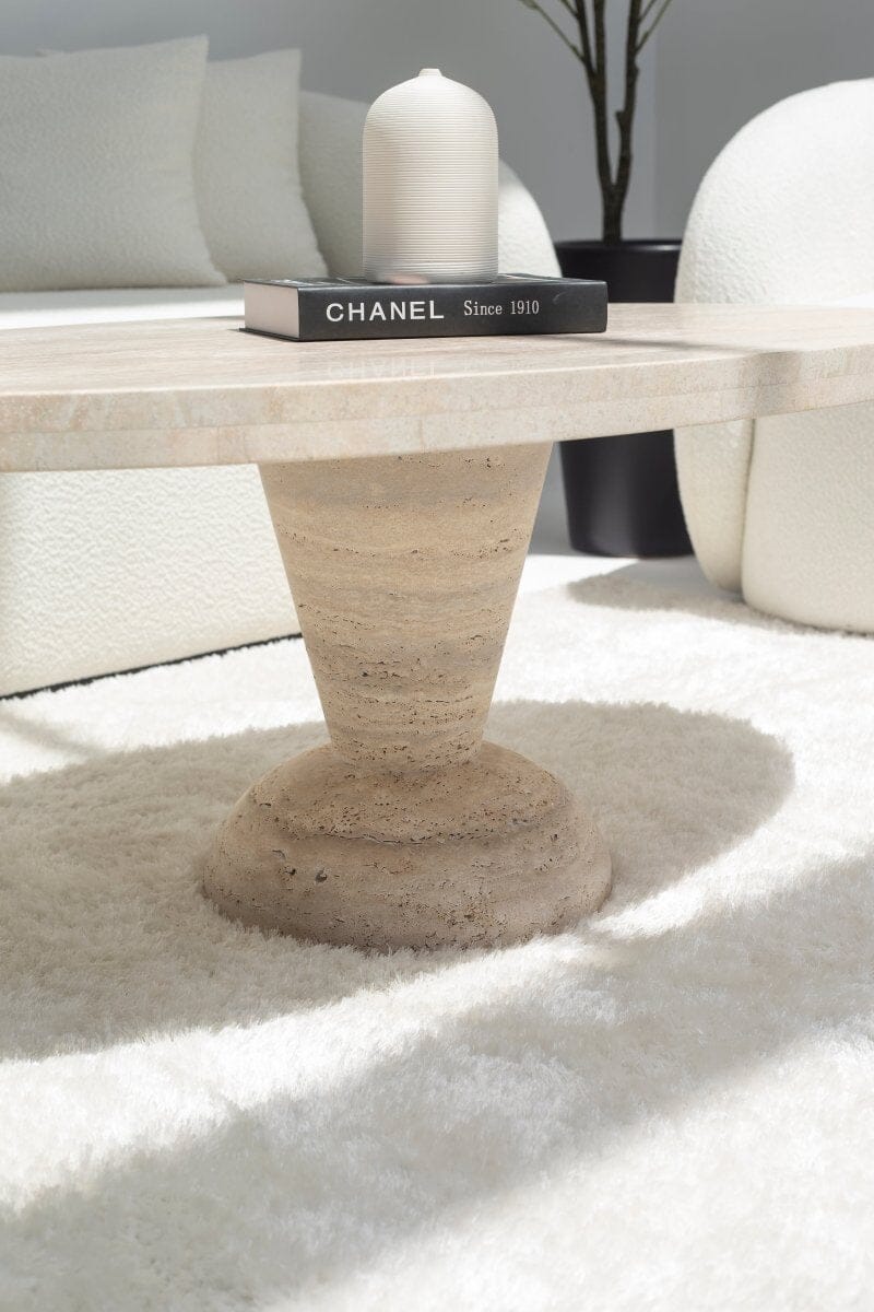 Lykenia Travertine Coffee Table With Solid Base (2 Sizes)