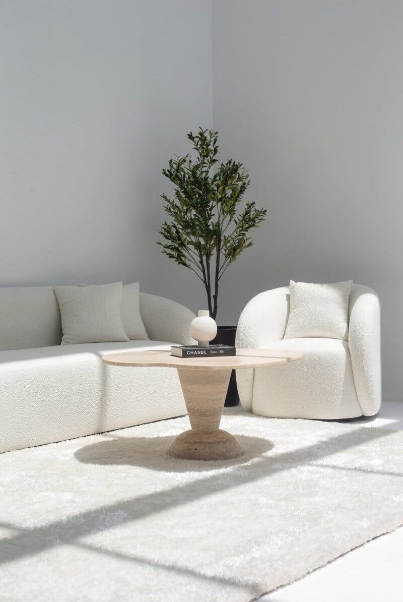 Roma Irregular Travertine Coffee Table with Travertine Base (2 Sizes)