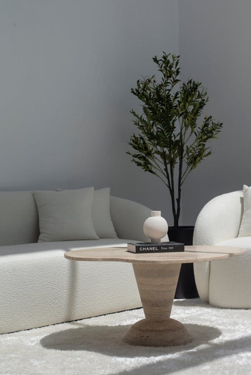 Roma Irregular Travertine Coffee Table with Travertine Base (2 Sizes)