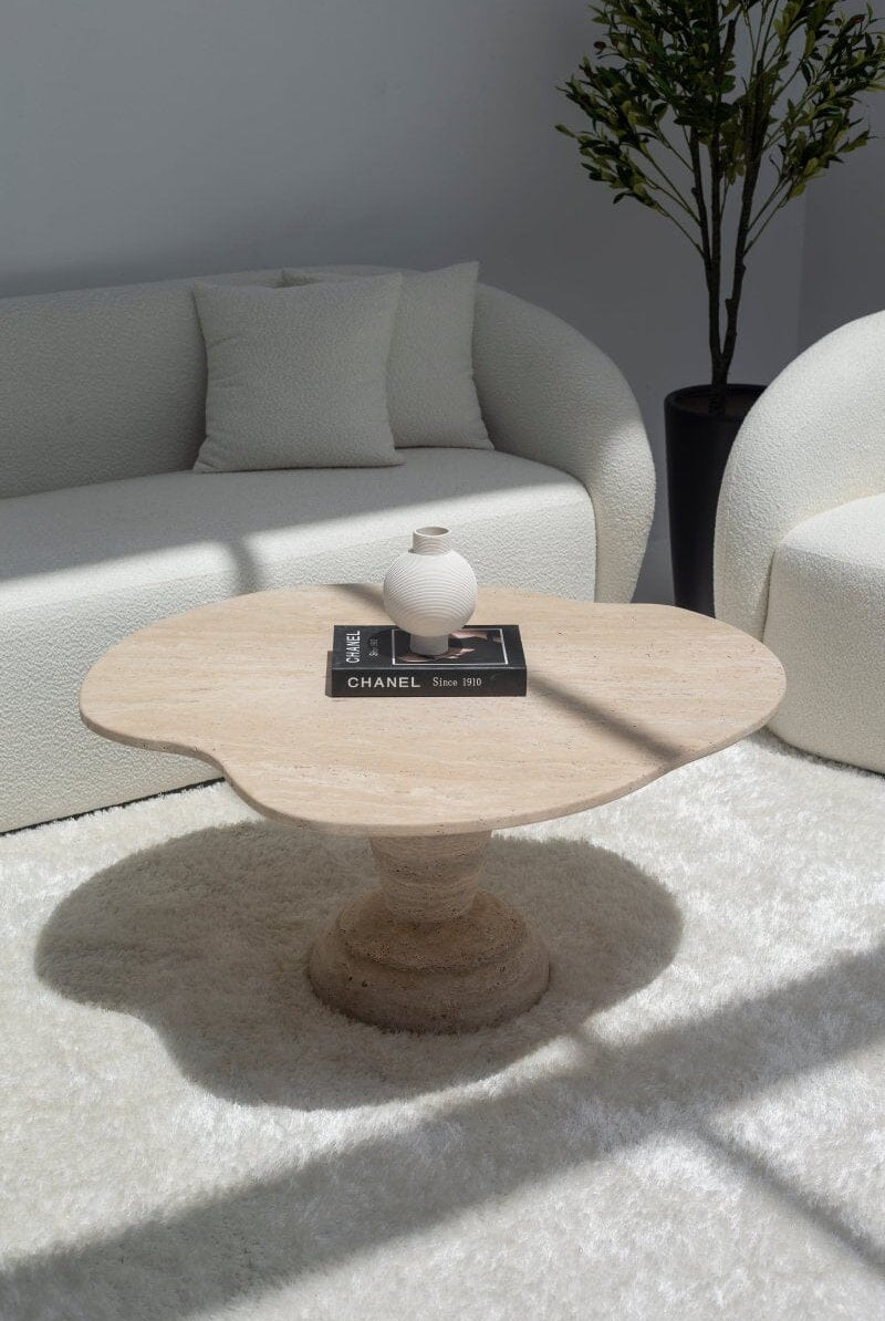 Roma Irregular Travertine Coffee Table with Travertine Base (2 Sizes)