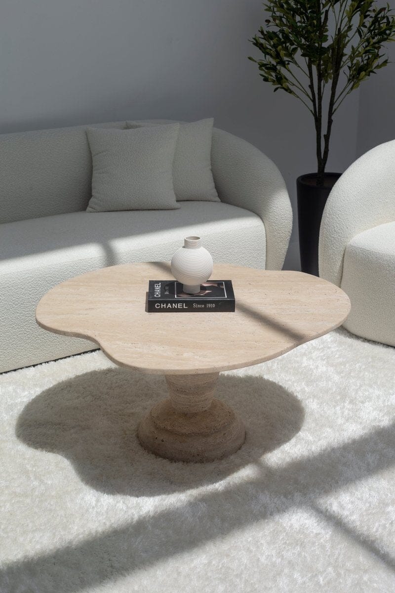 Roma Irregular Travertine Coffee Table with Travertine Base (2 Sizes)