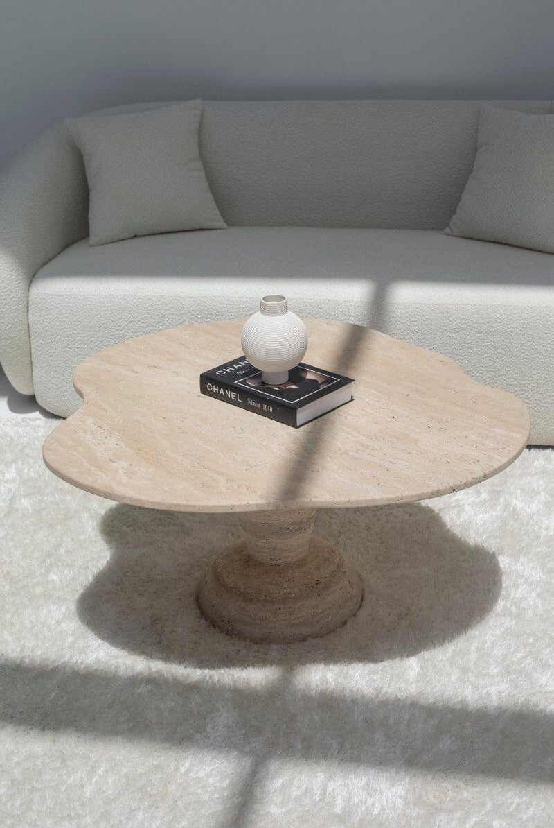 Roma Irregular Travertine Coffee Table with Travertine Base (2 Sizes)