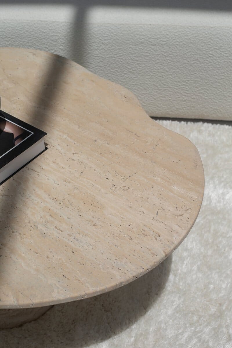 Roma Irregular Travertine Coffee Table with Travertine Base (2 Sizes)