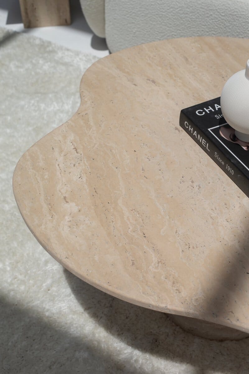 Roma Irregular Travertine Coffee Table with Travertine Base (2 Sizes)