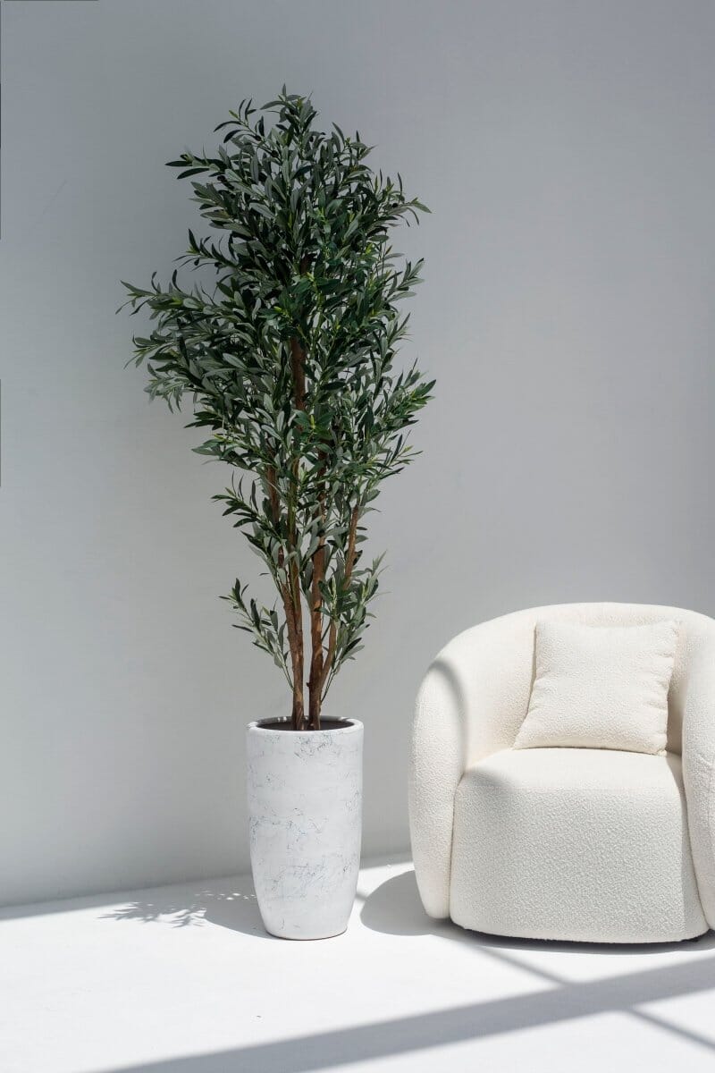 Marble Patterns White Ceramic PotSmall: 30CM Diter x 55CM Height