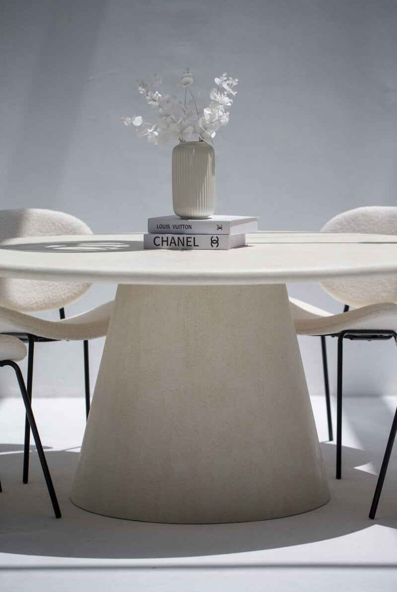 Abigail Textured White Micro Concrete Dining Table (3 Sizes) Homekode