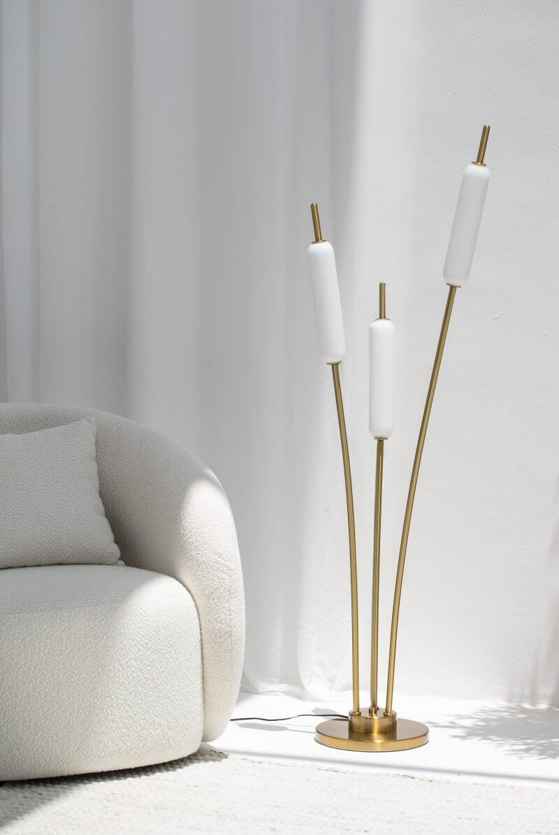 Modern Elegance: Tri-Rod Glass Floor Lamp