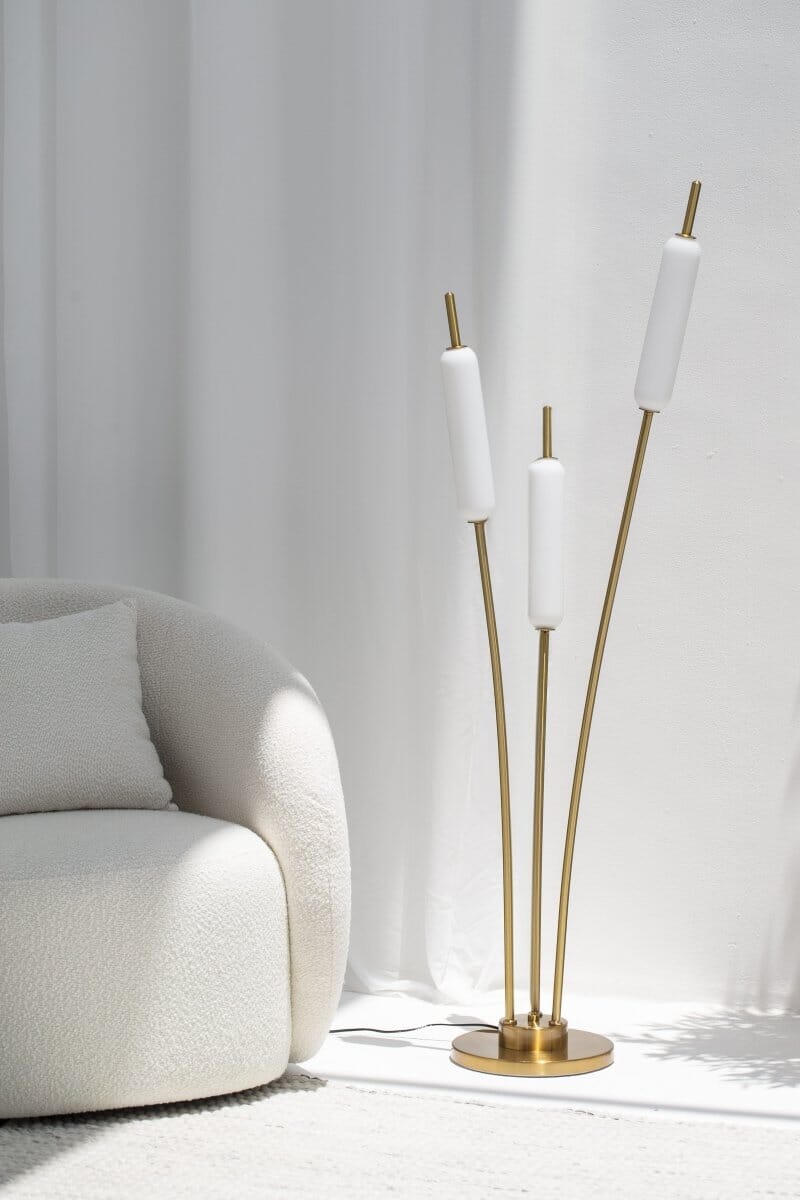 Modern Elegance: Tri-Rod Glass Floor Lamp