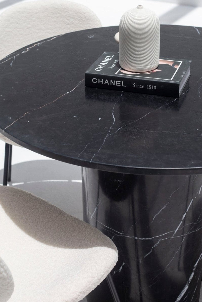 Cyrene Black Marquina Marble Dining Table (3 Sizes)