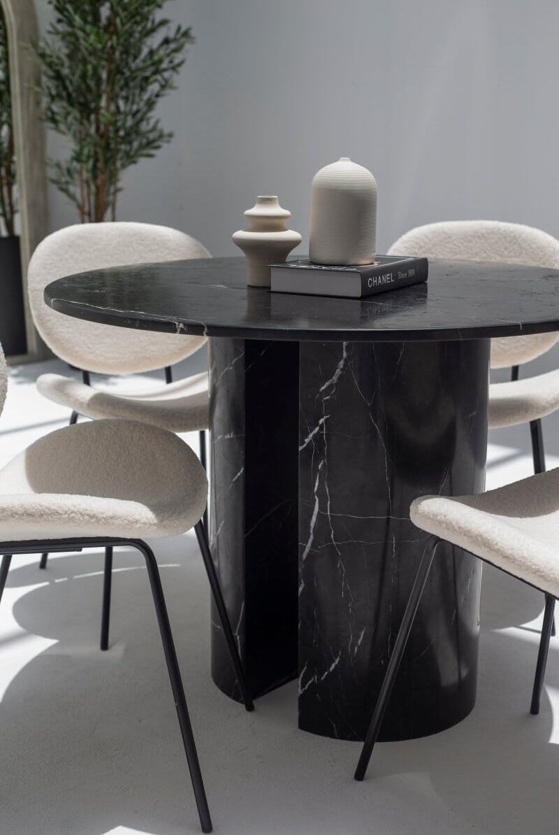 Cyrene Black Marquina Marble Dining Table (3 Sizes)