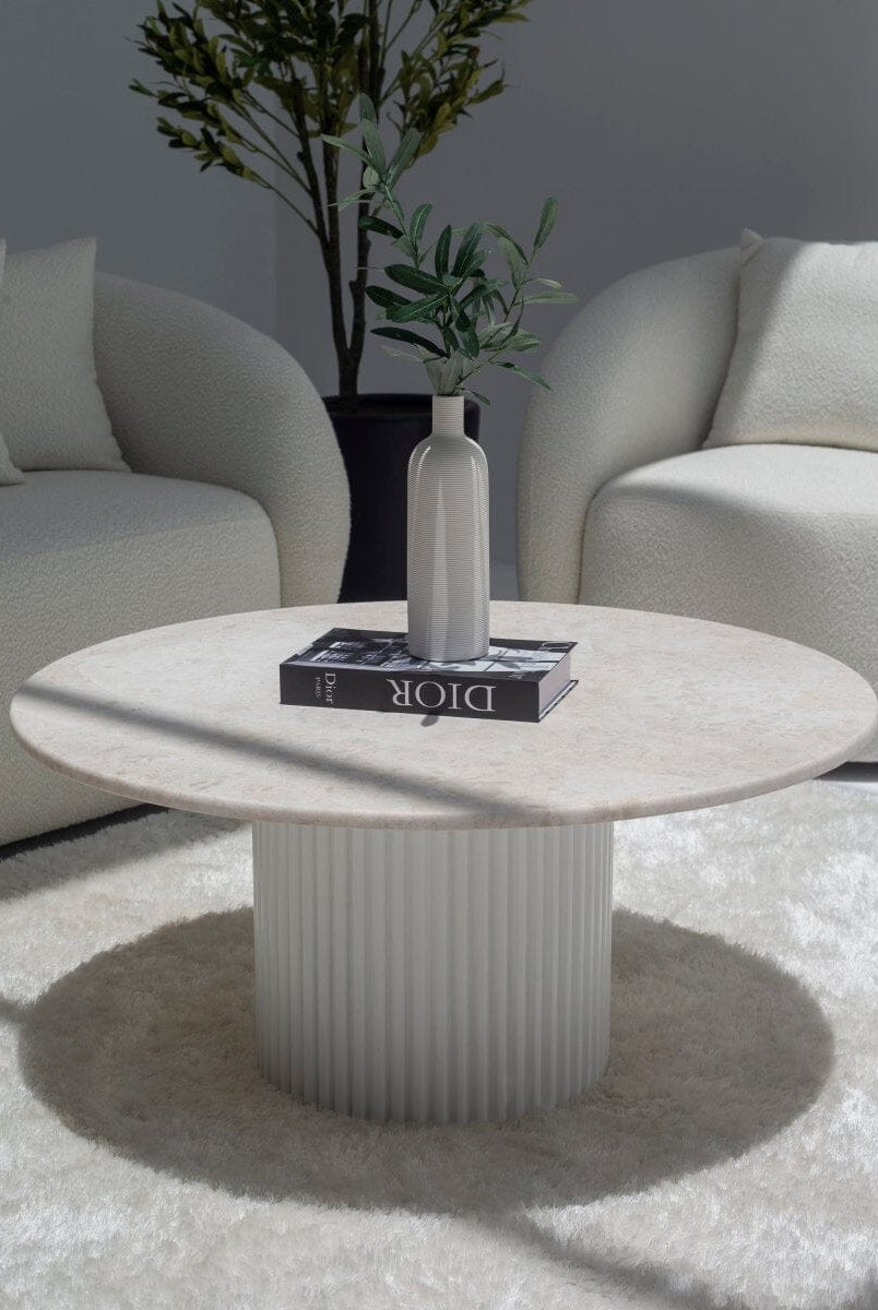 Petronia Oryx Marble Top Coffee Table (4 Base Colors)