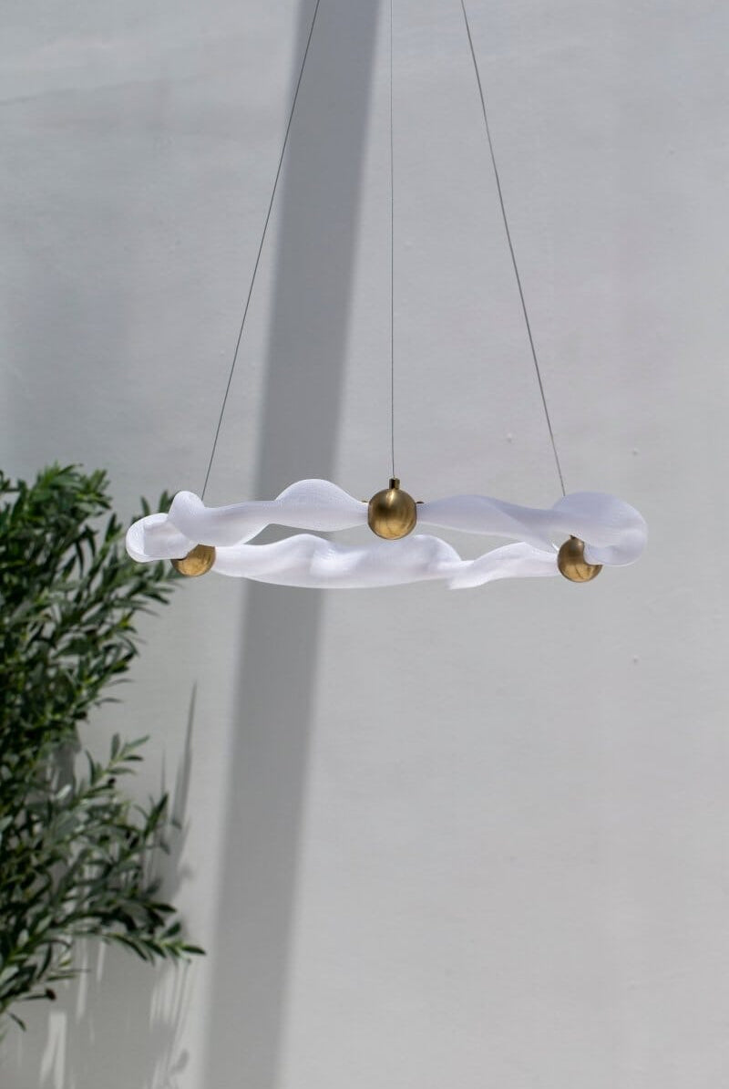 Ethereal Waves: Fabric and Metal Ceiling Lamp