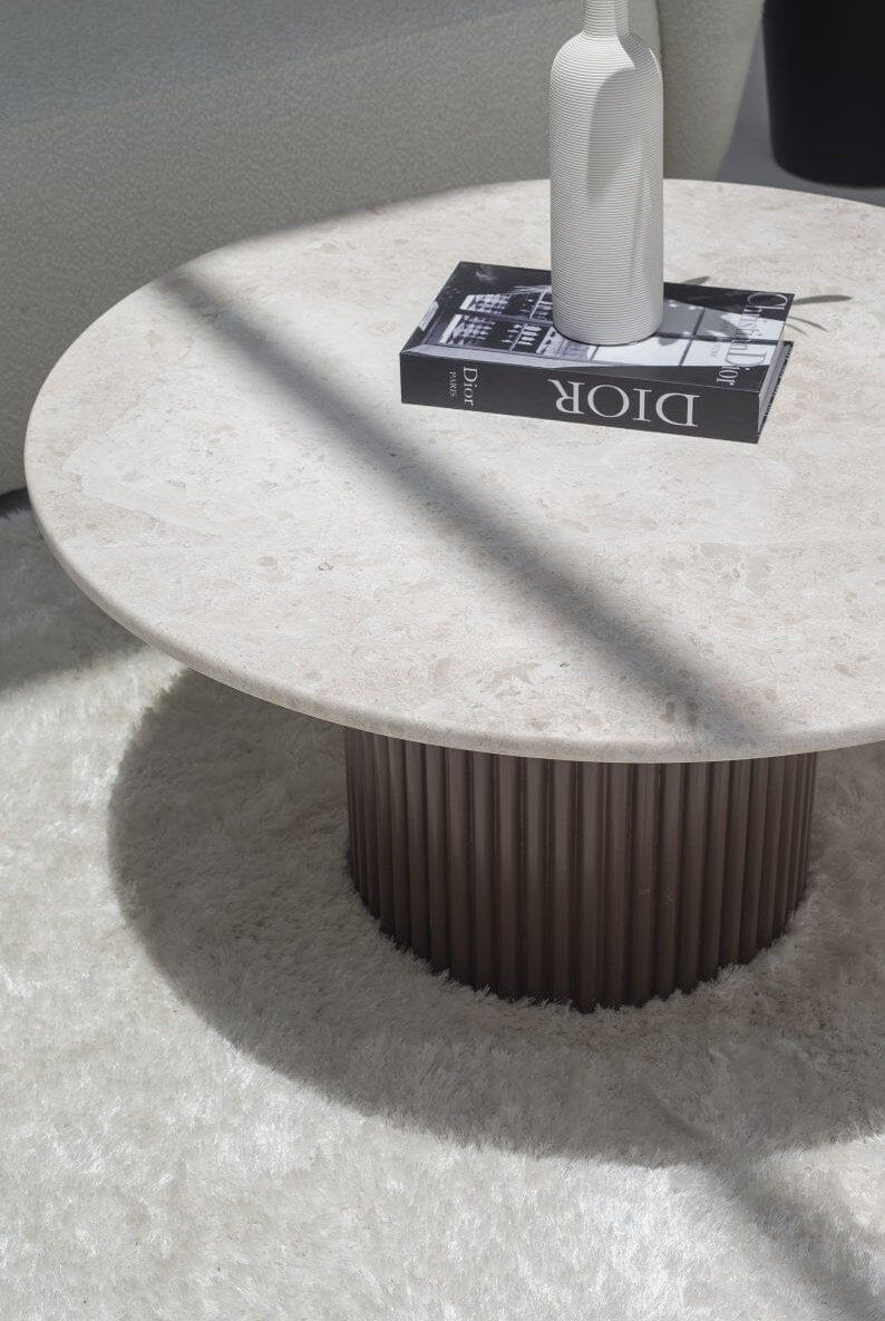 Petronia Oryx Marble Top Coffee Table (4 Base Colors)